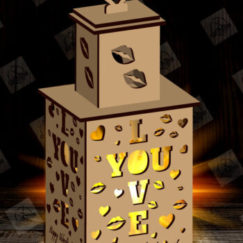 Intra απο ξύλο plywood 3mm-4mm πάχος – Φανάρι για την Ημέρα του Αγίου Βαλεντίνου με Δίασταση  20x20 cm INTRAFABR-115157013 - Image 2