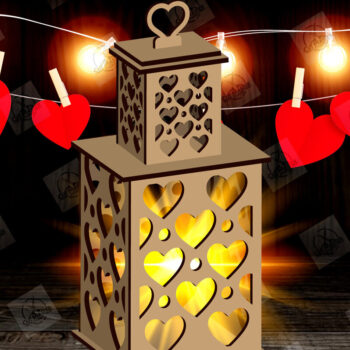 Intra απο ξύλο plywood 3mm-4mm πάχος – Φανάρι για την Ημέρα του Αγίου Βαλεντίνου με Δίασταση  20x20 cm INTRAFABR-115157161 - Image 1