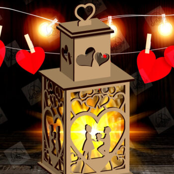 Intra απο ξύλο plywood 3mm-4mm πάχος – Φανάρι για την Ημέρα του Αγίου Βαλεντίνου με Δίασταση  20x20 cm INTRAFABR-115156509 - Image 1