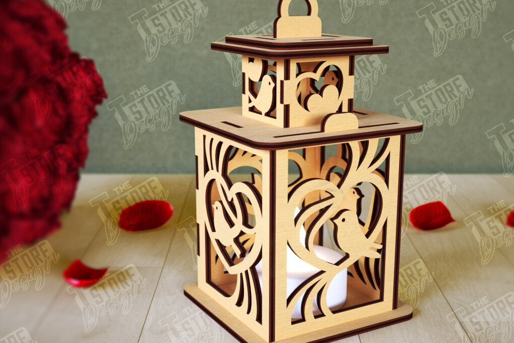 Intra απο ξύλο plywood 3mm-4mm πάχος – Φανάρι του Αγίου Βαλεντίνου | Λάμπα σκιών Δίασταση  20x20 cm INTRAFABR-110187600