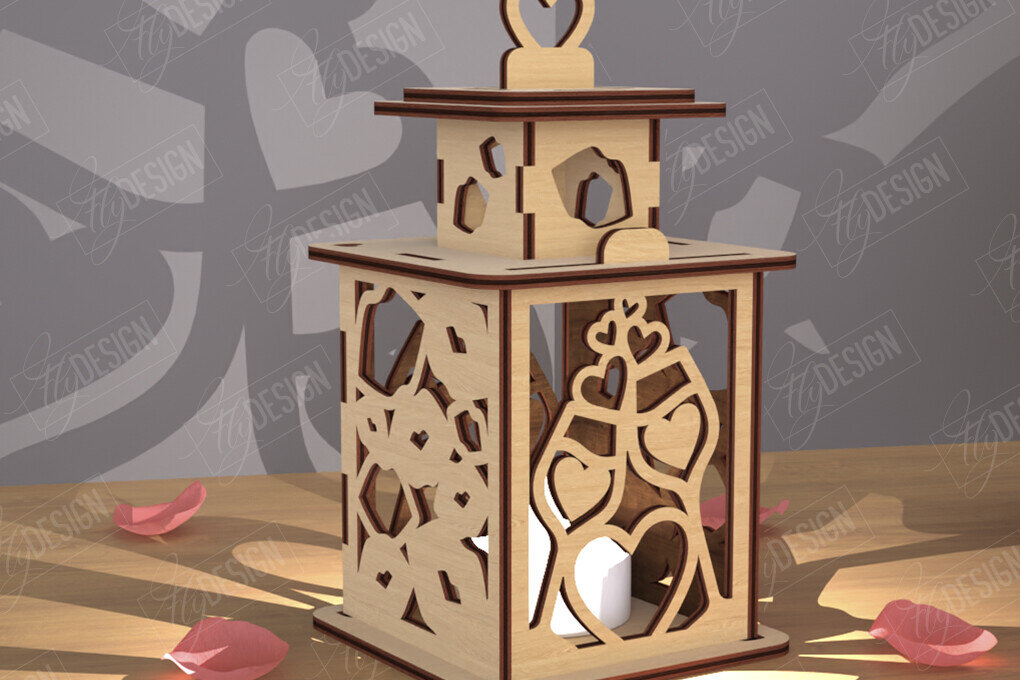 Intra απο ξύλο plywood 3mm-4mm πάχος – Φανάρι του Αγίου Βαλεντίνου | Λάμπα σκιών Δίασταση  20x20 cm INTRAFABR-110263279