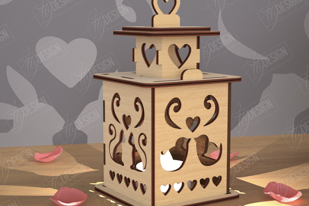 Intra απο ξύλο plywood 3mm-4mm πάχος – Φανάρι του Αγίου Βαλεντίνου | Λάμπα σκιών Δίασταση  20x20 cm INTRAFABR-110263305