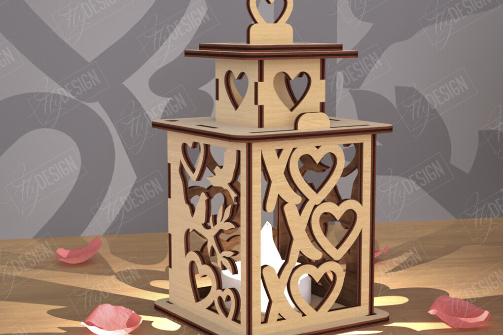 Intra απο ξύλο plywood 3mm-4mm πάχος – Φανάρι του Αγίου Βαλεντίνου | Λάμπα σκιών Δίασταση  20x20 cm INTRAFABR-110263317