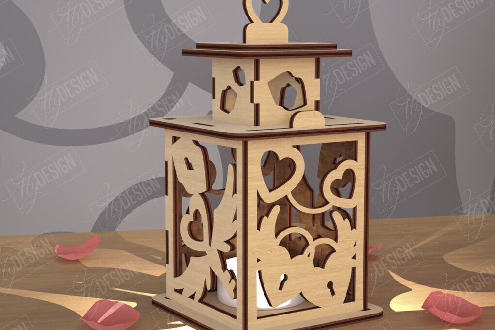 Intra απο ξύλο plywood 3mm-4mm πάχος – Φανάρι του Αγίου Βαλεντίνου | Λάμπα σκιών Δίασταση  20x20 cm INTRAFABR-110263322