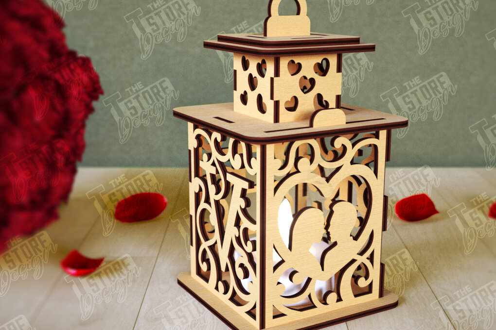 Intra απο ξύλο plywood 3mm-4mm πάχος – Φανάρι του Αγίου Βαλεντίνου | Λάμπα σκιών Δίασταση  20x20 cm INTRAFABR-110187565