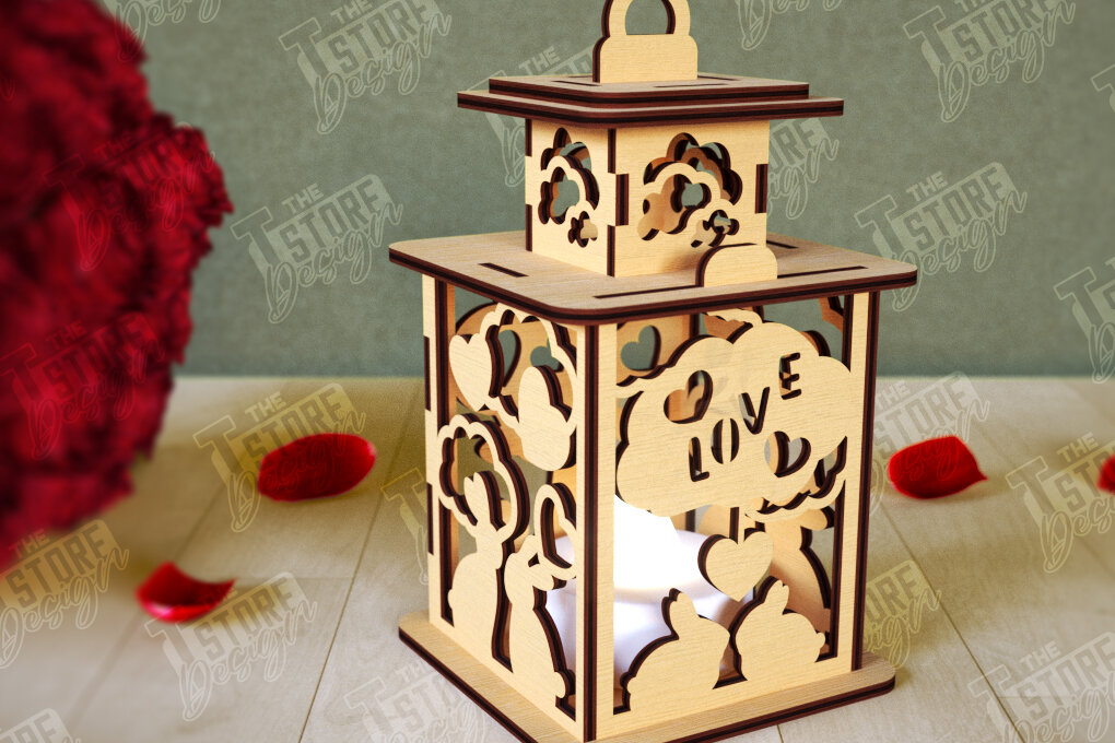 Intra απο ξύλο plywood 3mm-4mm πάχος – Φανάρι του Αγίου Βαλεντίνου | Λάμπα σκιών Δίασταση  20x20 cm INTRAFABR-110187573