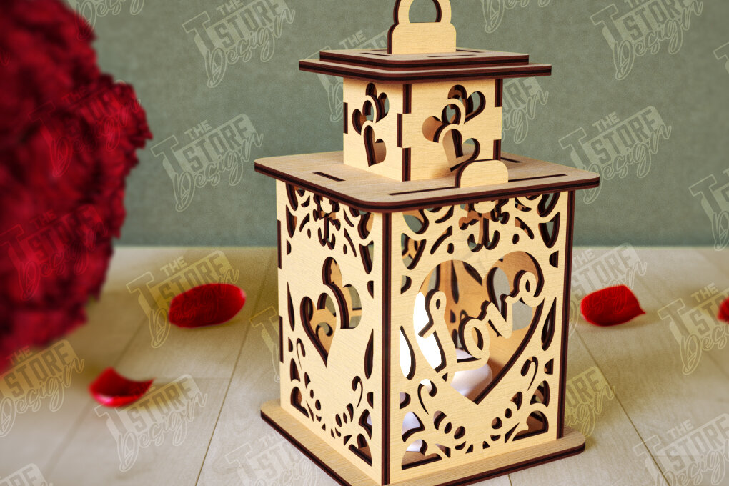 Intra απο ξύλο plywood 3mm-4mm πάχος – Φανάρι του Αγίου Βαλεντίνου | Λάμπα σκιών Δίασταση  20x20 cm INTRAFABR-110187576