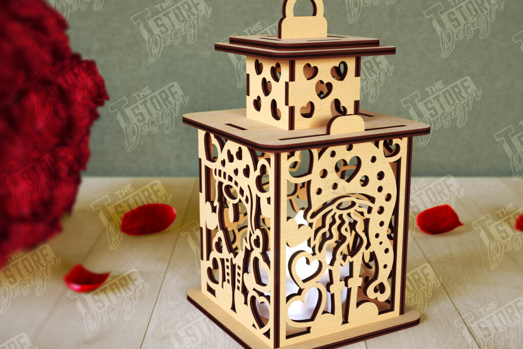 Intra απο ξύλο plywood 3mm-4mm πάχος – Φανάρι του Αγίου Βαλεντίνου | Λάμπα σκιών Δίασταση  20x20 cm INTRAFABR-110187592