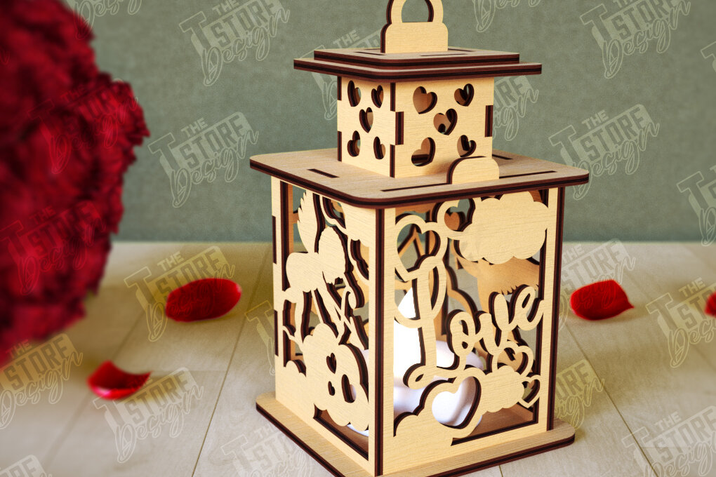 Intra απο ξύλο plywood 3mm-4mm πάχος – Φανάρι του Αγίου Βαλεντίνου | Λάμπα σκιών Δίασταση  20x20 cm INTRAFABR-110187597