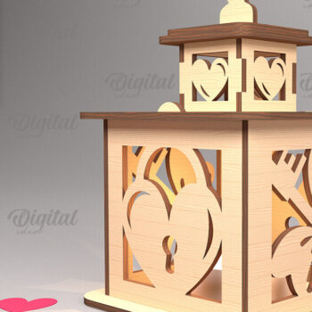 Intra απο ξύλο plywood 3mm-4mm πάχος – Φανάρι για την ημέρα του Αγίου Βαλεντίνου. 3D Lasercut Δίασταση  20x20 cm INTRAFABR-88058000 - Image 1