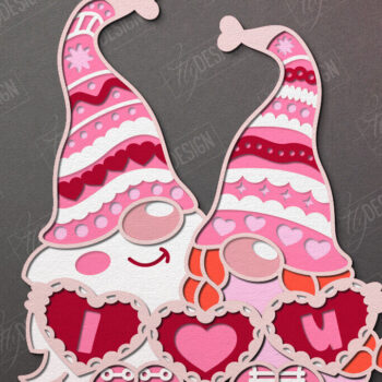 Intra απο ξύλο plywood 3mm-4mm πάχος – Gnome με στρώσεις για την ημέρα του Αγίου Βαλεντίνου | Τέχνη τοίχου Δίασταση 40x30 cm INTRAFABR-111808057 - Image 1