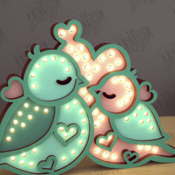 Intra απο ξύλο plywood 3mm-4mm πάχος – Λάμπα Led με στρώσεις για την ημέρα του Αγίου Βαλεντίνου | Πουλιά Δίασταση  20x20 cm INTRAFABR-110271734 - Image 1