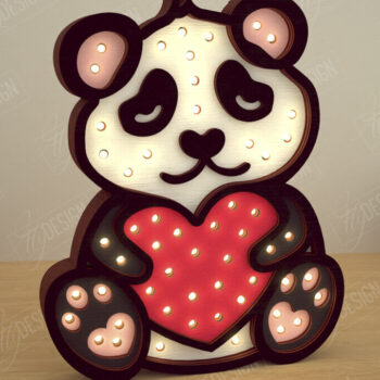 Intra απο ξύλο plywood 3mm-4mm πάχος – Λάμπα Led με στρώσεις για την ημέρα του Αγίου Βαλεντίνου | Αρκτοειδές ζώο της ασίας Δίασταση  20x20 cm INTRAFABR-110271693 - Image 1