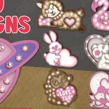 Intra απο ξύλο plywood 3mm-4mm πάχος – Πακέτο Led Night Light για την Ημέρα του Αγίου Βαλεντίνου Δίασταση  20x20 cm INTRAFABR-111365763 - Image 1