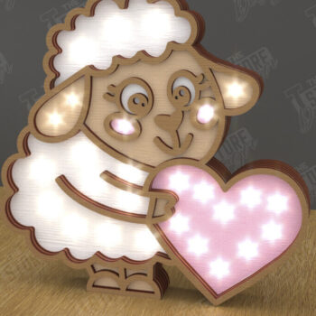 Intra απο ξύλο plywood 3mm-4mm πάχος – Πακέτο Led Night Light για την Ημέρα του Αγίου Βαλεντίνου Δίασταση  20x20 cm INTRAFABR-111365763 - Image 2