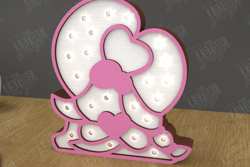 Intra απο ξύλο plywood 3mm-4mm πάχος – Ημέρα του Αγίου Βαλεντίνου Led Night Light | CNC Δίασταση  20x20 cm INTRAFABR-111365490