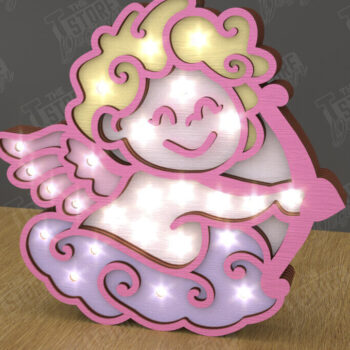 Intra απο ξύλο plywood 3mm-4mm πάχος – Ημέρα του Αγίου Βαλεντίνου Led Night Light | Έρως Δίασταση  20x20 cm INTRAFABR-111365483 - Image 1