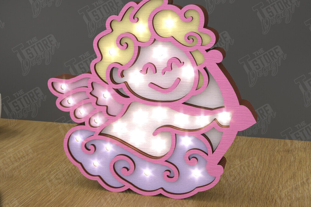 Intra απο ξύλο plywood 3mm-4mm πάχος – Ημέρα του Αγίου Βαλεντίνου Led Night Light | Έρως Δίασταση  20x20 cm INTRAFABR-111365483