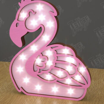 Intra απο ξύλο plywood 3mm-4mm πάχος – Ημέρα του Αγίου Βαλεντίνου Led Night Light|Flamingo Δίασταση  20x20 cm INTRAFABR-111365468 - Image 1