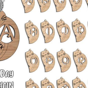 Intra απο ξύλο plywood 3mm-4mm πάχος – Μπρελόκ για την ημέρα του Αγίου Βαλεντίνου D Kitty Δίασταση  5x5 cm INTRAFABR-113319492 - Image 1