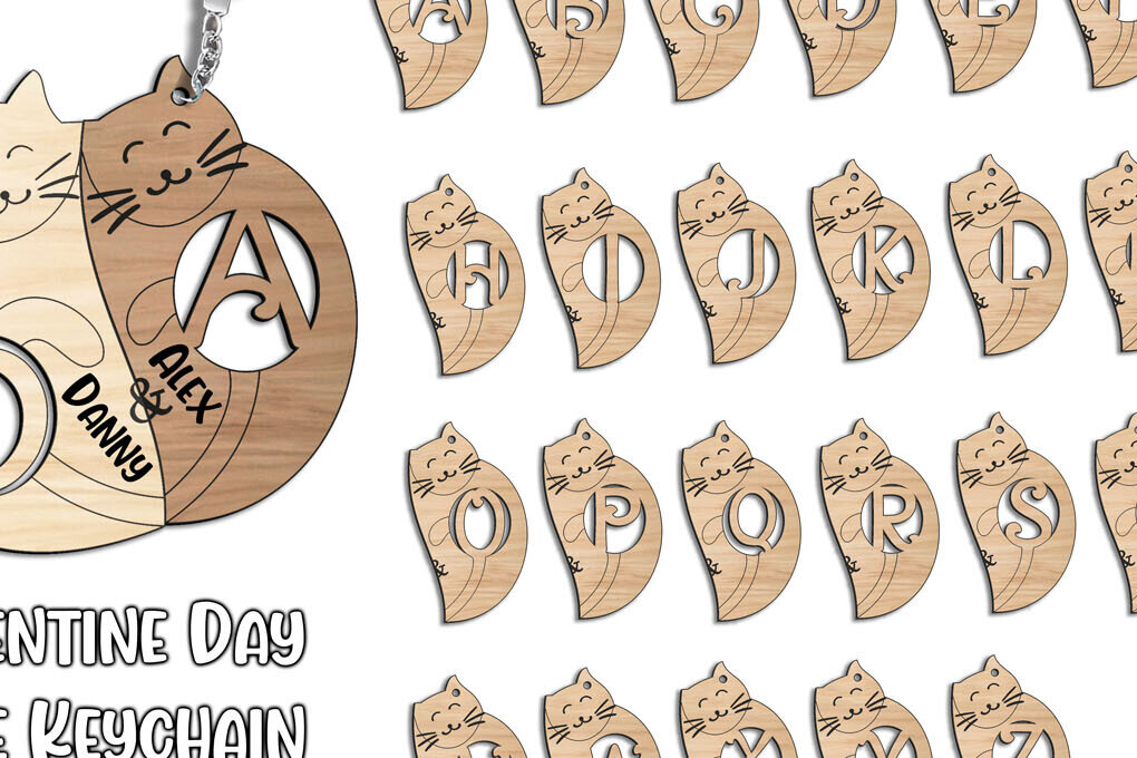 Intra απο ξύλο plywood 3mm-4mm πάχος – Μπρελόκ για την ημέρα του Αγίου Βαλεντίνου D Kitty Δίασταση  5x5 cm INTRAFABR-113319492