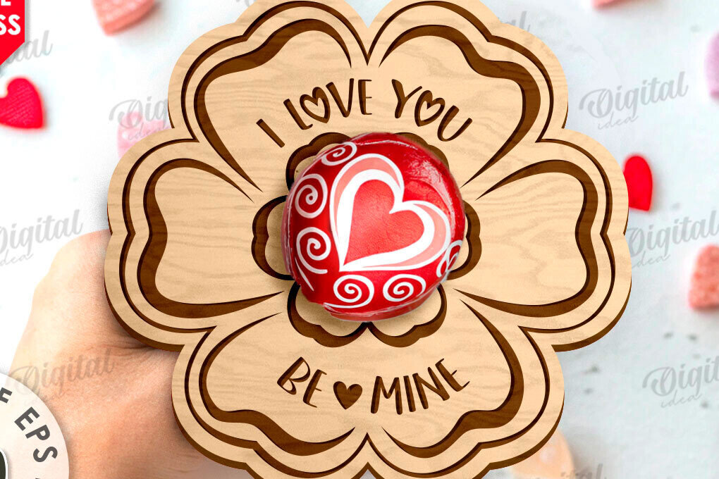 Intra απο ξύλο plywood 3mm-4mm πάχος – Κόψιμο Laser για την Ημέρα του Αγίου Βαλεντίνου Δίασταση  20x20 cm INTRAFABR-111751605