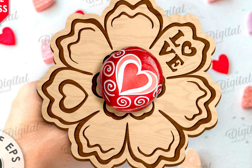 Intra απο ξύλο plywood 3mm-4mm πάχος – Κόψιμο Laser για την Ημέρα του Αγίου Βαλεντίνου Δίασταση  20x20 cm INTRAFABR-111752013