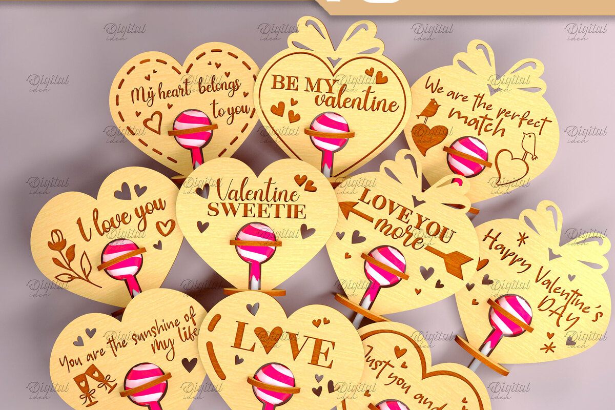 Intra απο ξύλο plywood 3mm-4mm πάχος – Πακέτο με γλειφιτζούρια για την ημέρα του Αγίου Βαλεντίνου Δίασταση  20x20 cm INTRAFABR-83942140