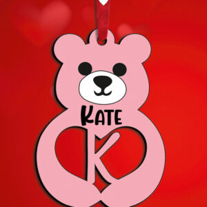 Intra απο ξύλο plywood 3mm-4mm πάχος – Δώρο για την ημέρα του Αγίου Βαλεντίνου Love Bear Letter K Δίασταση  20x20 cm INTRAFABR-115304055