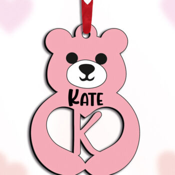 Intra απο ξύλο plywood 3mm-4mm πάχος – Δώρο για την ημέρα του Αγίου Βαλεντίνου Love Bear Letter K Δίασταση  20x20 cm INTRAFABR-115304055 - Image 2