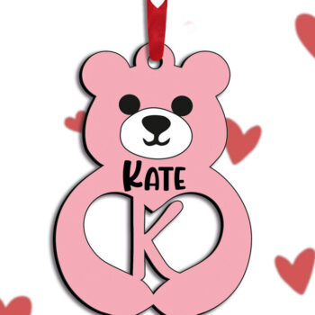 Intra απο ξύλο plywood 3mm-4mm πάχος – Δώρο για την ημέρα του Αγίου Βαλεντίνου Love Bear Letter K Δίασταση  20x20 cm INTRAFABR-115304055 - Image 3