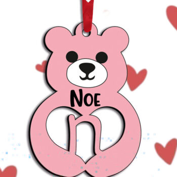 Intra απο ξύλο plywood 3mm-4mm πάχος – Δώρο για την ημέρα του Αγίου Βαλεντίνου Love Bear Letter N Δίασταση  20x20 cm INTRAFABR-115304183 - Image 1