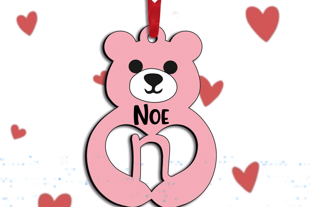 Intra απο ξύλο plywood 3mm-4mm πάχος – Δώρο για την ημέρα του Αγίου Βαλεντίνου Love Bear Letter N Δίασταση  20x20 cm INTRAFABR-115304183