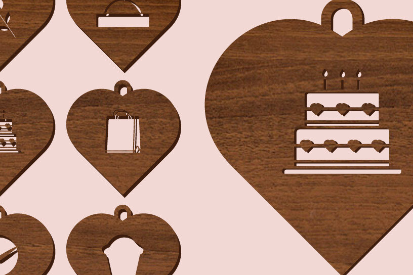 Intra απο ξύλο plywood 3mm-4mm πάχος – Σημάδι κοπής αγάπης για την ημέρα του Αγίου Βαλεντίνου Δίασταση  20x20 cm INTRAFABR-55532876