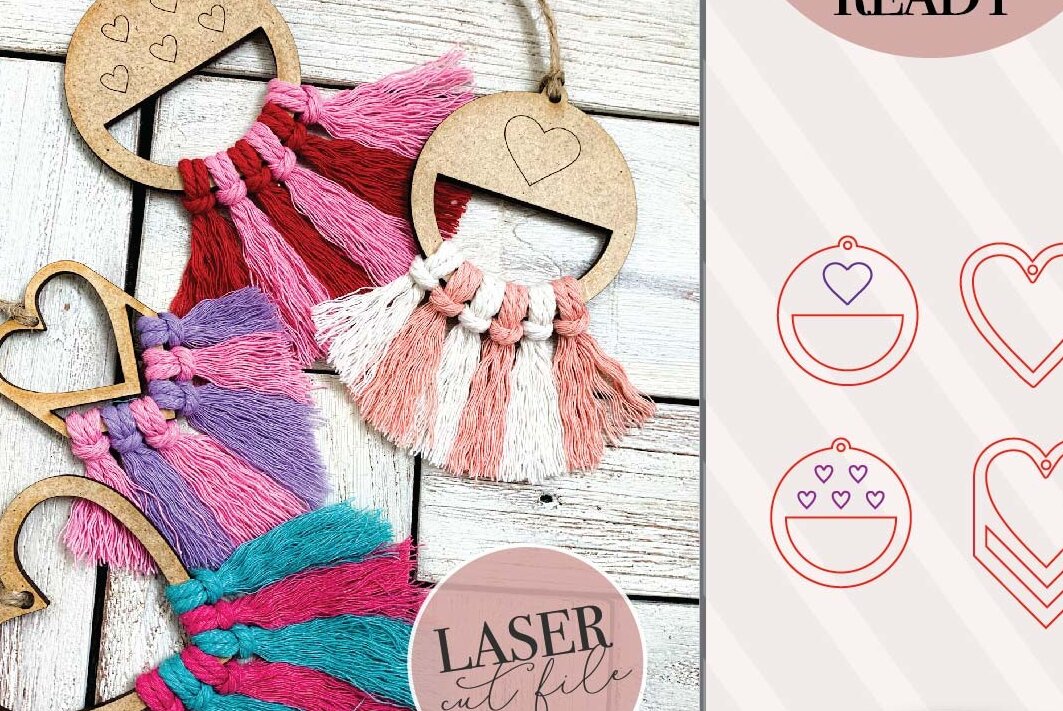 Intra απο ξύλο plywood 3mm-4mm πάχος – Ημέρα του Αγίου Βαλεντίνου Macrame Δίασταση  20x20 cm INTRAFABR-75009968