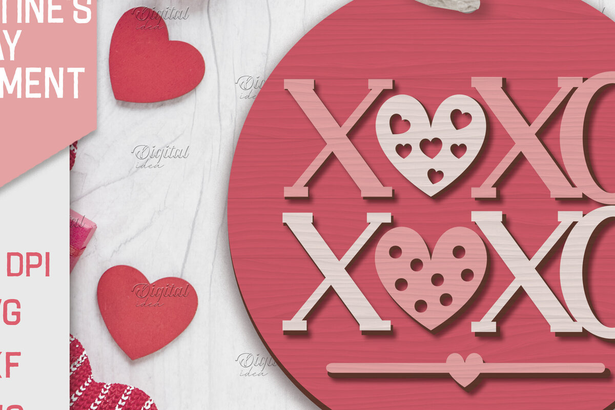 Intra απο ξύλο plywood 3mm-4mm πάχος – Λέιζερ στολίδι του Αγίου Βαλεντίνου. XoXo Δίασταση  20x20 cm INTRAFABR-85707498