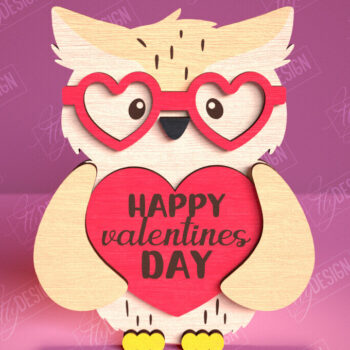 Intra απο ξύλο plywood 3mm-4mm πάχος – Κουκουβάγια του Αγίου Βαλεντίνου | Ρομαντικό Δώρο |CNC Δίασταση  20x20 cm INTRAFABR-113577294 - Image 1