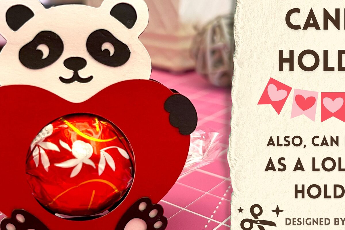 Intra απο ξύλο plywood 3mm-4mm πάχος – Ημέρα του Αγίου Βαλεντίνου Panda Candy Holder Δίασταση  20x20 cm INTRAFABR-90899357