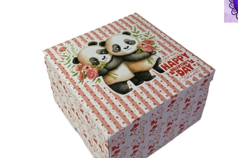 Intra απο ξύλο plywood 3mm-4mm πάχος – Κουτί δώρου για την ημέρα του Αγίου Βαλεντίνου Panda Δίασταση  20x20 cm INTRAFABR-58070557