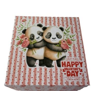 Intra απο ξύλο plywood 3mm-4mm πάχος – Κουτί δώρου για την ημέρα του Αγίου Βαλεντίνου Panda Δίασταση  20x20 cm INTRAFABR-58070557 - Image 2