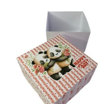 Intra απο ξύλο plywood 3mm-4mm πάχος – Κουτί δώρου για την ημέρα του Αγίου Βαλεντίνου Panda Δίασταση  20x20 cm INTRAFABR-58070557 - Image 3