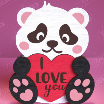 Intra απο ξύλο plywood 3mm-4mm πάχος – Panda του Αγίου Βαλεντίνου | Ρομαντικό δώρο Δίασταση  20x20 cm INTRAFABR-113577343 - Image 1