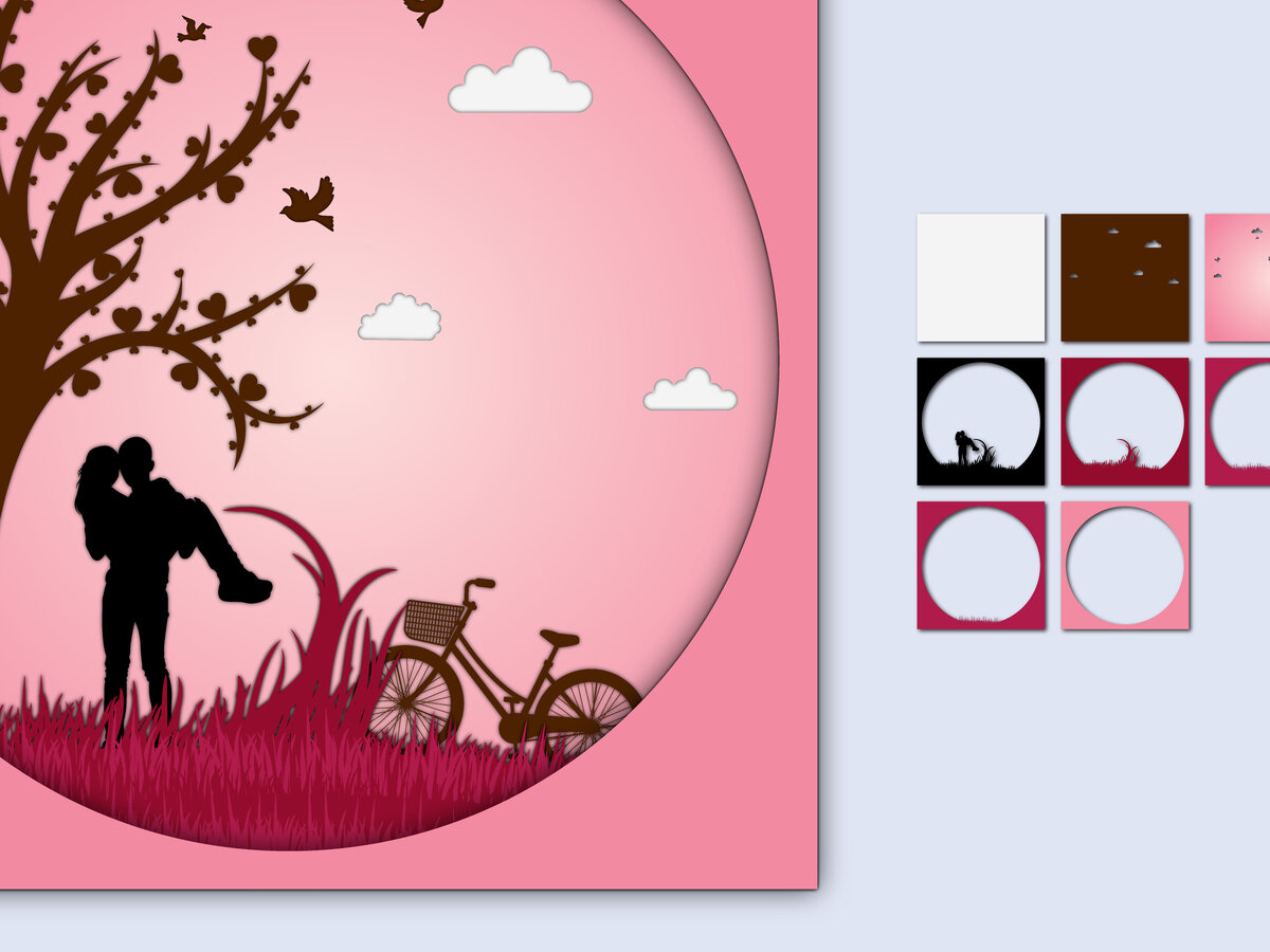 Intra απο ξύλο plywood 3mm-4mm πάχος – Χαρτί κοπής 3D για την ημέρα του Αγίου Βαλεντίνου Δίασταση  20x20 cm INTRAFABR-56466382