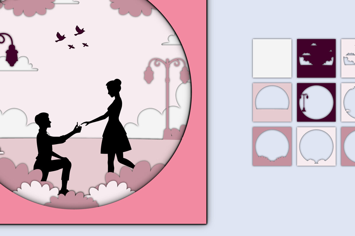 Intra απο ξύλο plywood 3mm-4mm πάχος – Χαρτί κοπής 3D για την ημέρα του Αγίου Βαλεντίνου Δίασταση  20x20 cm INTRAFABR-56550349