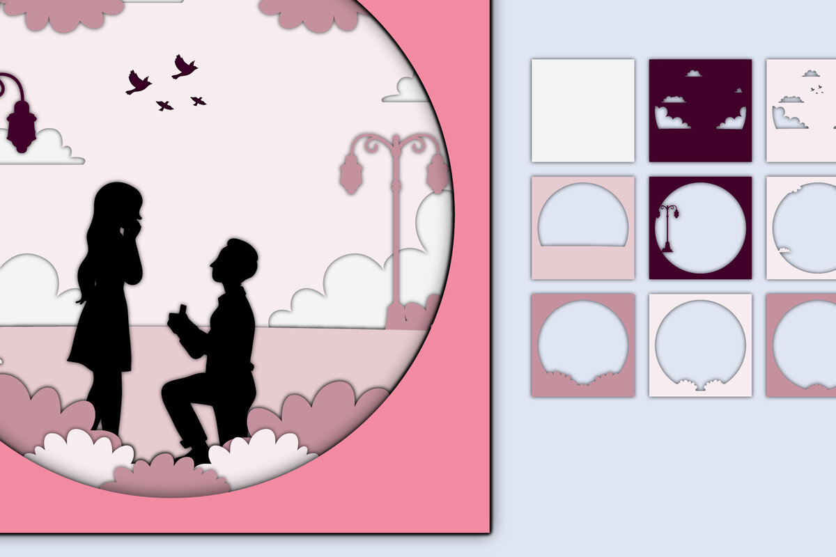 Intra απο ξύλο plywood 3mm-4mm πάχος – Χαρτί κοπής 3D για την ημέρα του Αγίου Βαλεντίνου Δίασταση  20x20 cm INTRAFABR-56550836