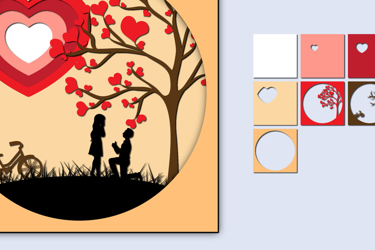 Intra απο ξύλο plywood 3mm-4mm πάχος – Χαρτί κοπής 3D για την ημέρα του Αγίου Βαλεντίνου Δίασταση  20x20 cm INTRAFABR-56748871