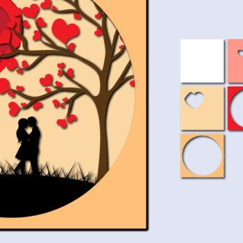 Intra απο ξύλο plywood 3mm-4mm πάχος – Χαρτί κοπής 3D για την ημέρα του Αγίου Βαλεντίνου Δίασταση  20x20 cm INTRAFABR-56839814 - Image 1