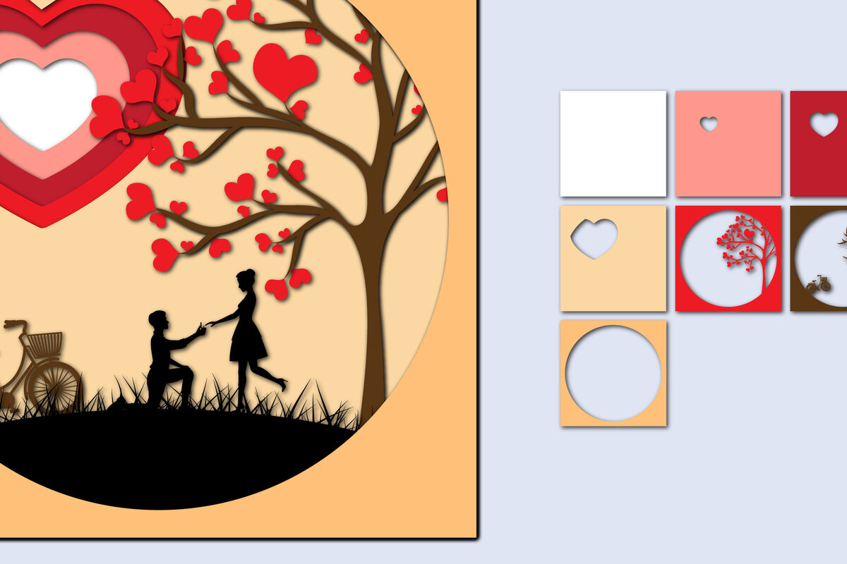 Intra απο ξύλο plywood 3mm-4mm πάχος – Χαρτί κοπής 3D για την ημέρα του Αγίου Βαλεντίνου Δίασταση  20x20 cm INTRAFABR-56839989