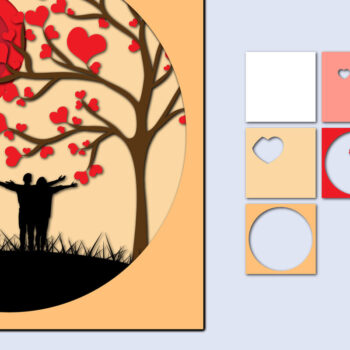 Intra απο ξύλο plywood 3mm-4mm πάχος – Χαρτί κοπής 3D για την ημέρα του Αγίου Βαλεντίνου Δίασταση  20x20 cm INTRAFABR-56840316 - Image 1