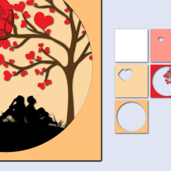 Intra απο ξύλο plywood 3mm-4mm πάχος – Χαρτί κοπής 3D για την ημέρα του Αγίου Βαλεντίνου Δίασταση  20x20 cm INTRAFABR-56840482 - Image 1